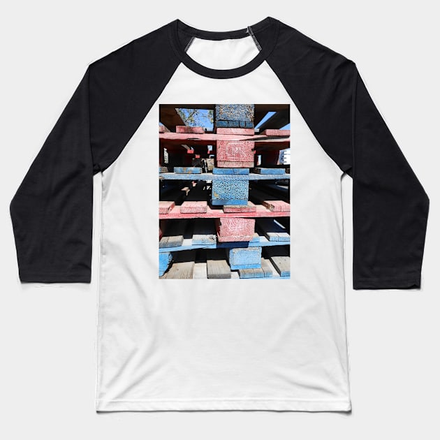 PH Red, blue, black, urban Baseball T-Shirt by TonyBroadbent